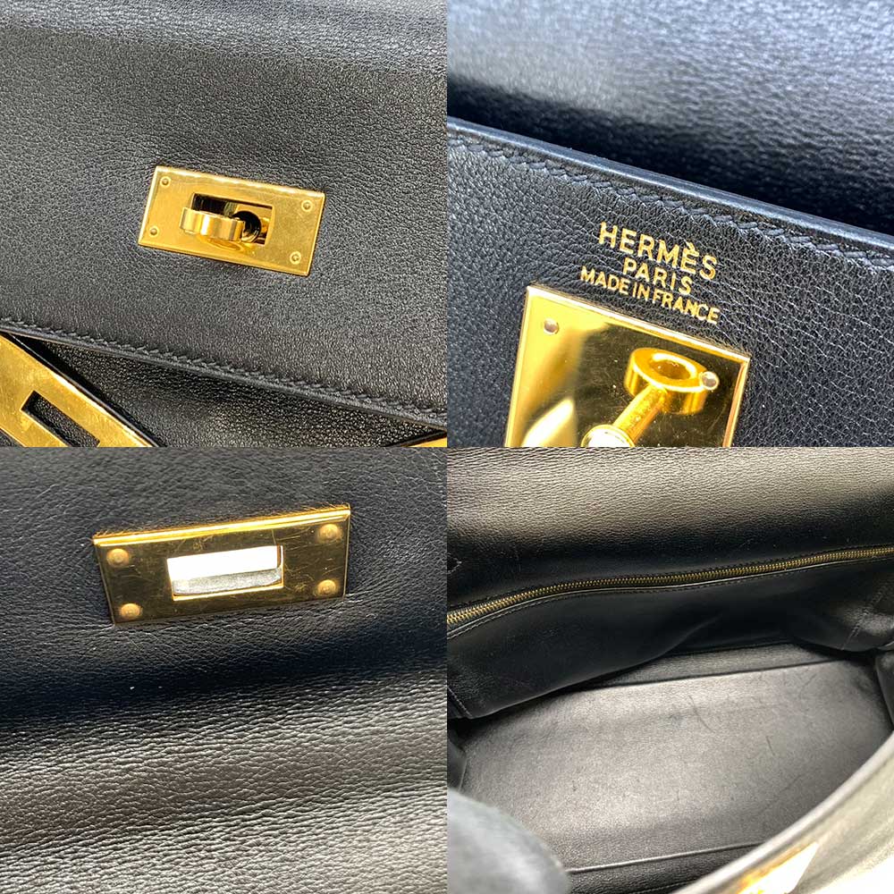 Hermes Kelly 32 Handbag Black Gold Hardware