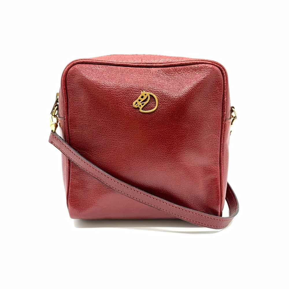 Hermes Chevre Jockey Crossbody Bag Red Gold Hardware in Very Good Condition