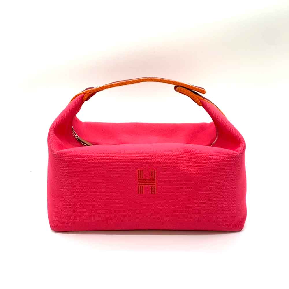 Hermes Canvas Handbag Bridacabrac GM Hibiscus Pink Multi-color in Very Good Condition