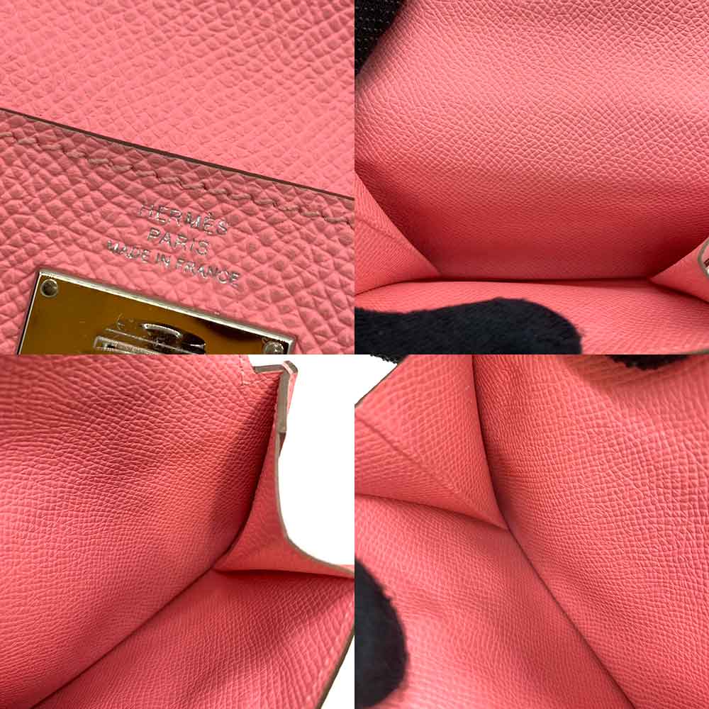 Hermes Kelly Pocket Compact Wallet Pink Leather