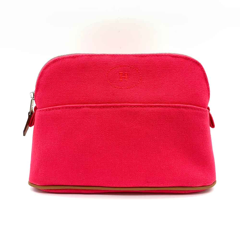 Hermes Cotton Canvas Bolide Pouch PM Pink in Pristine Condition