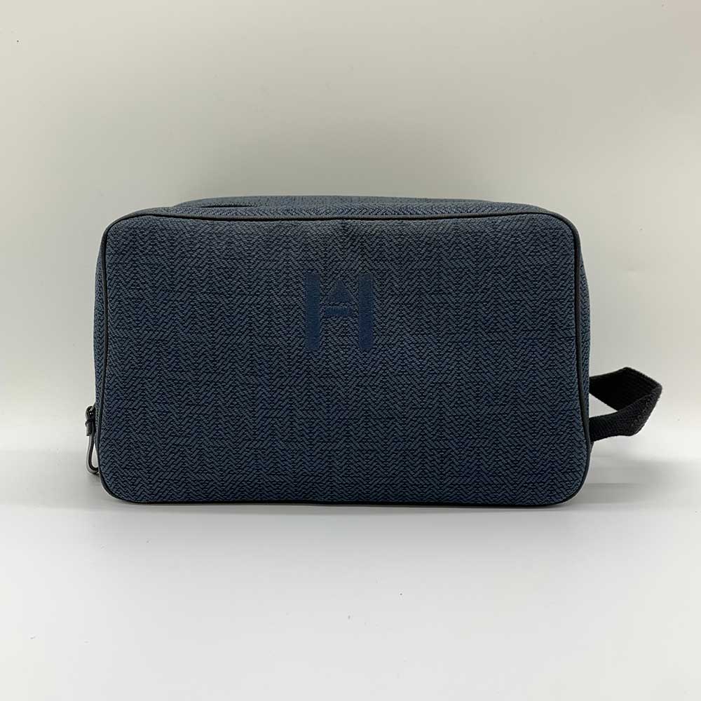 Hermes Clutch Bag Globetrotter MM Navy Canvas in Very Good Condition