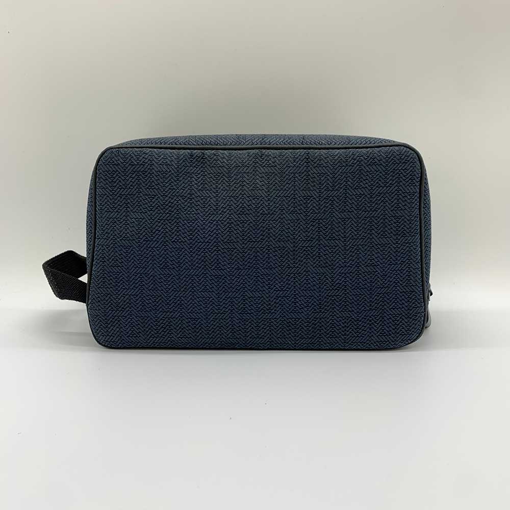 Hermes Clutch Bag Globetrotter MM Navy Canvas in Very Good Condition