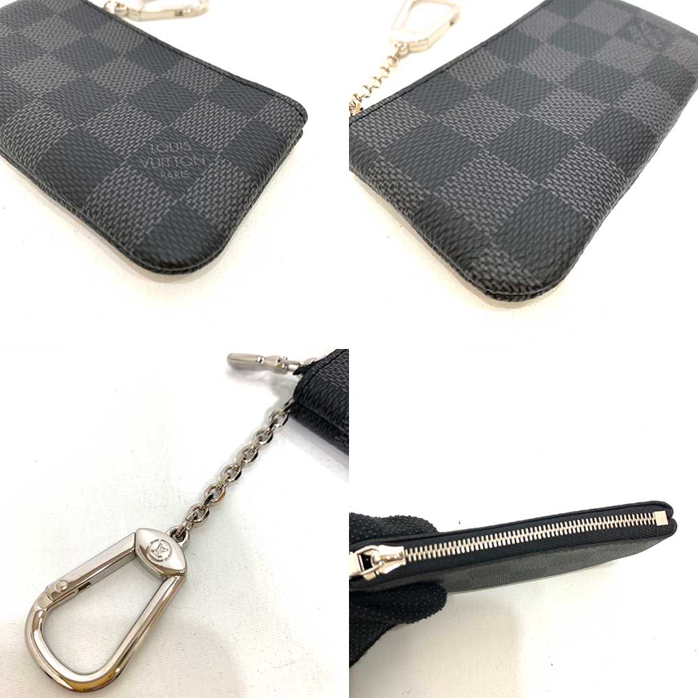 Louis Vuitton Damier Graphite Pochette Cles Coin Case N60155 in Great Condition