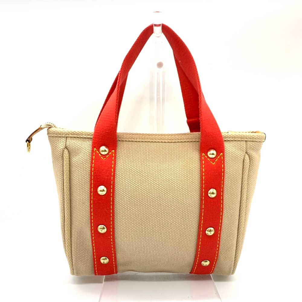 Louis Vuitton Antigua Canvas Handbag Beige/Red in Very Good Condition