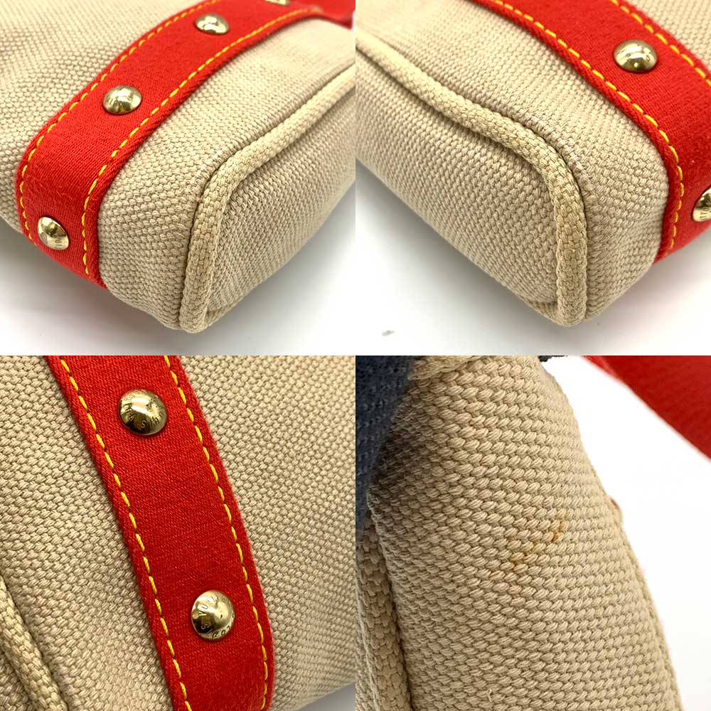 Louis Vuitton Antigua Canvas Handbag Beige/Red in Very Good Condition