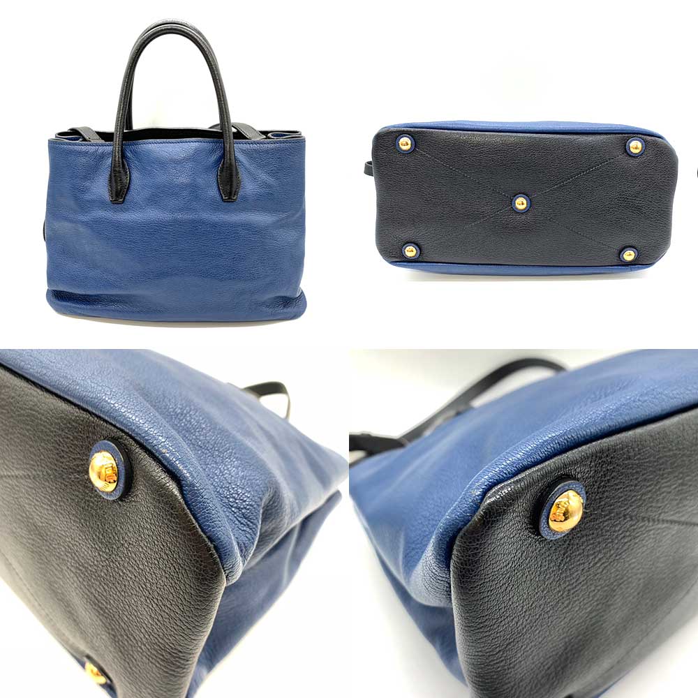 Miu Miu Leather 2-Way Handbag Blue/Black