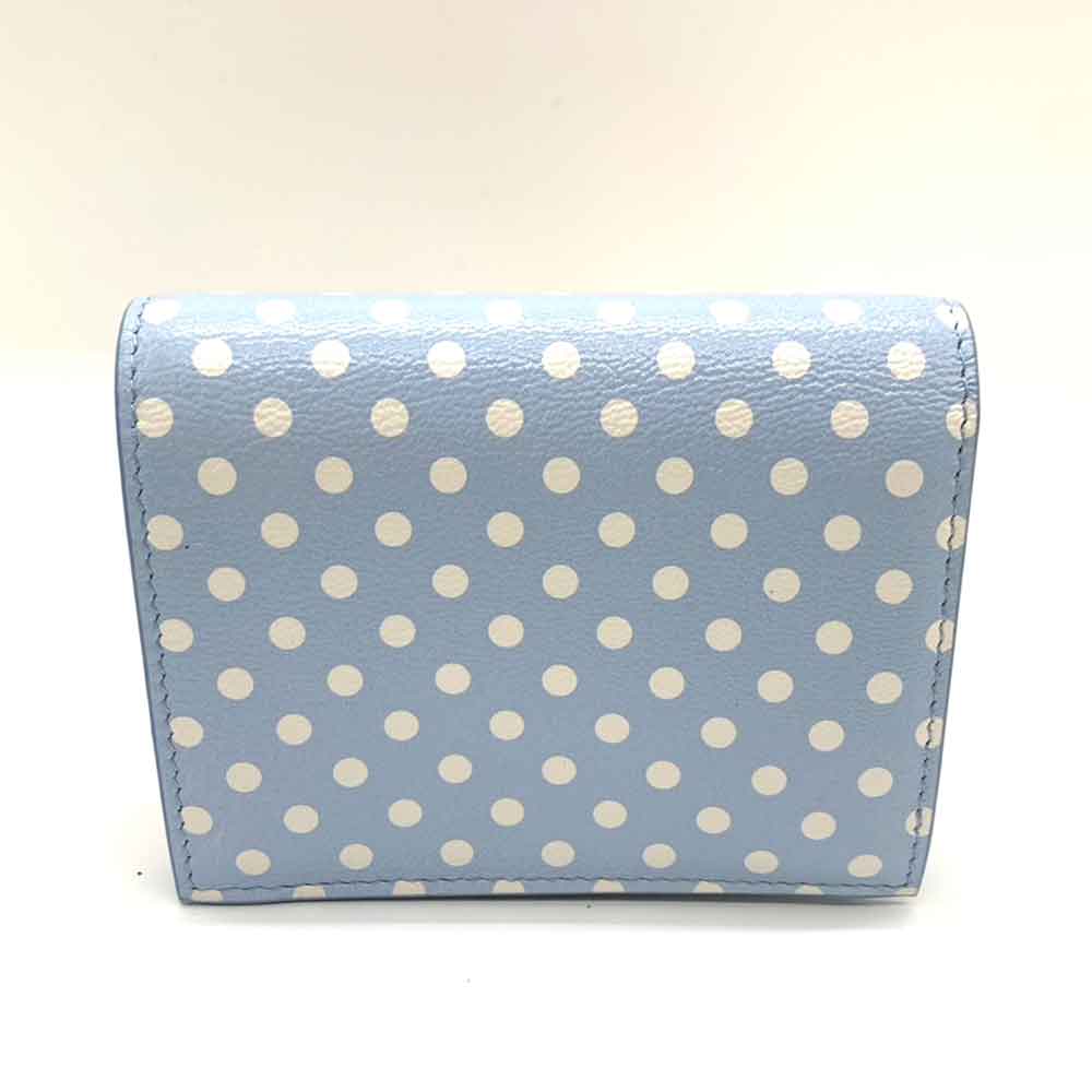 Miu Miu Leather Madras Mini Wallet Blue White Dot Print in Great Condition