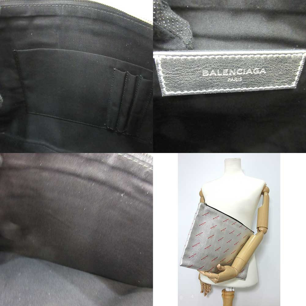 Balenciaga Leather Logo Large Clutch