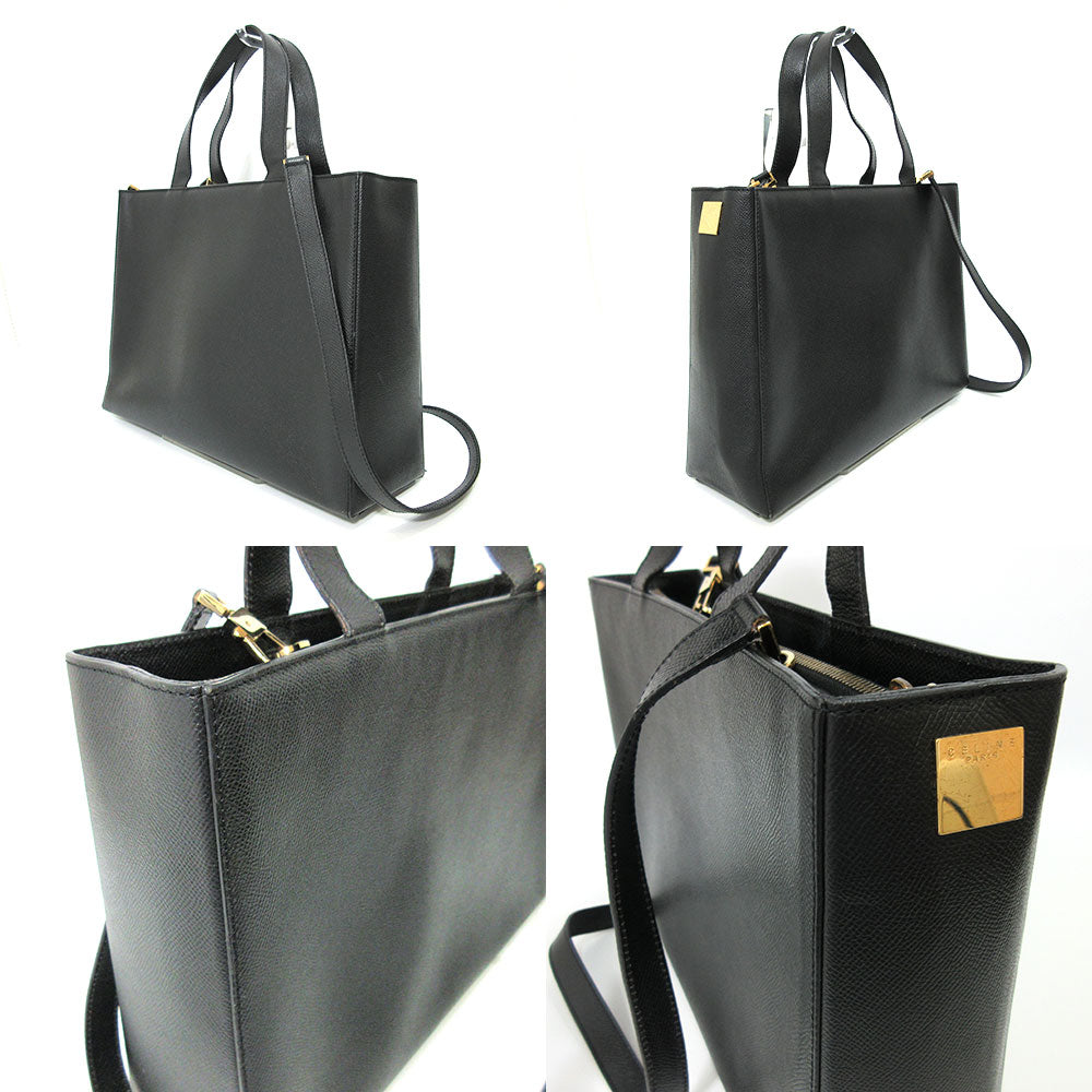 Celine Leather Tote Bag Black 2way