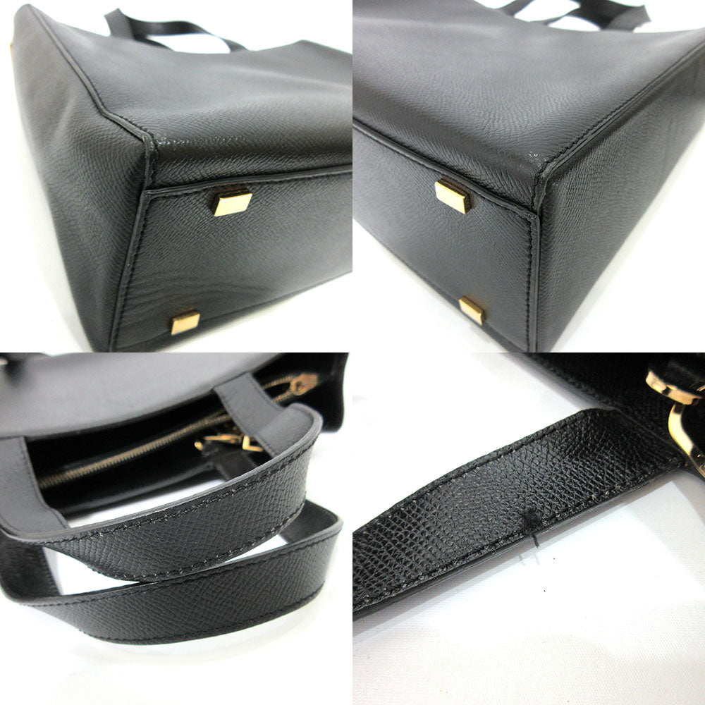 Celine Leather Tote Bag Black 2way