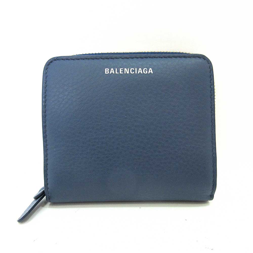 Balenciaga Leather Mini Wallet Blue