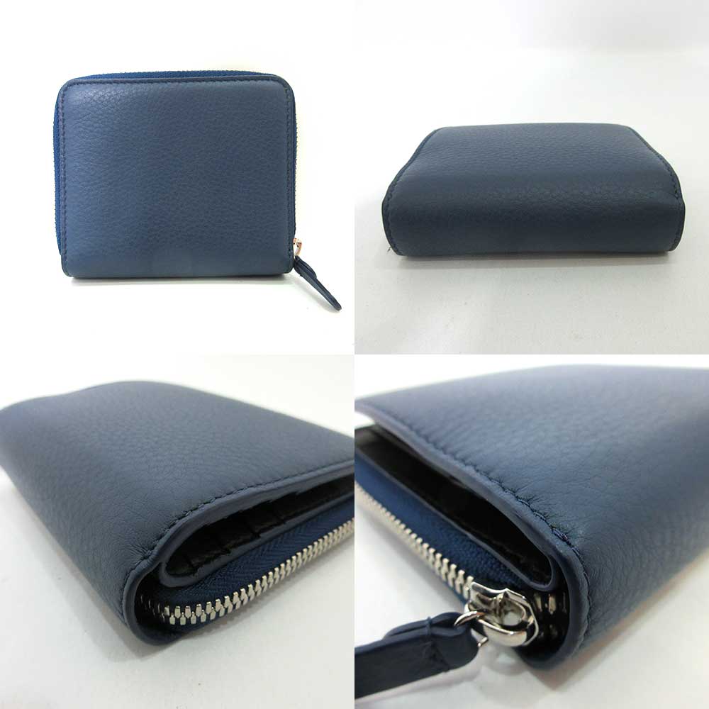 Balenciaga Leather Everyday Bifold Mini Wallet Blue in Great Condition