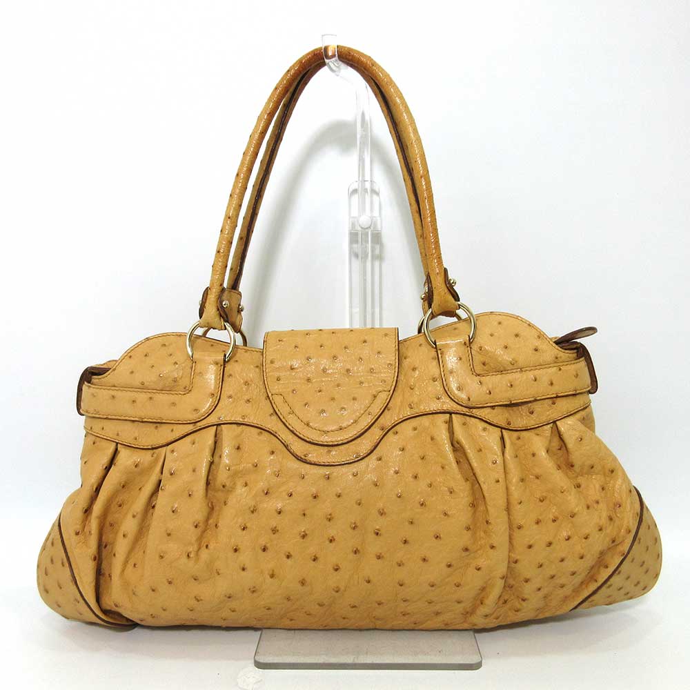 Salvatore Ferragamo Ostrich Handbag Brown