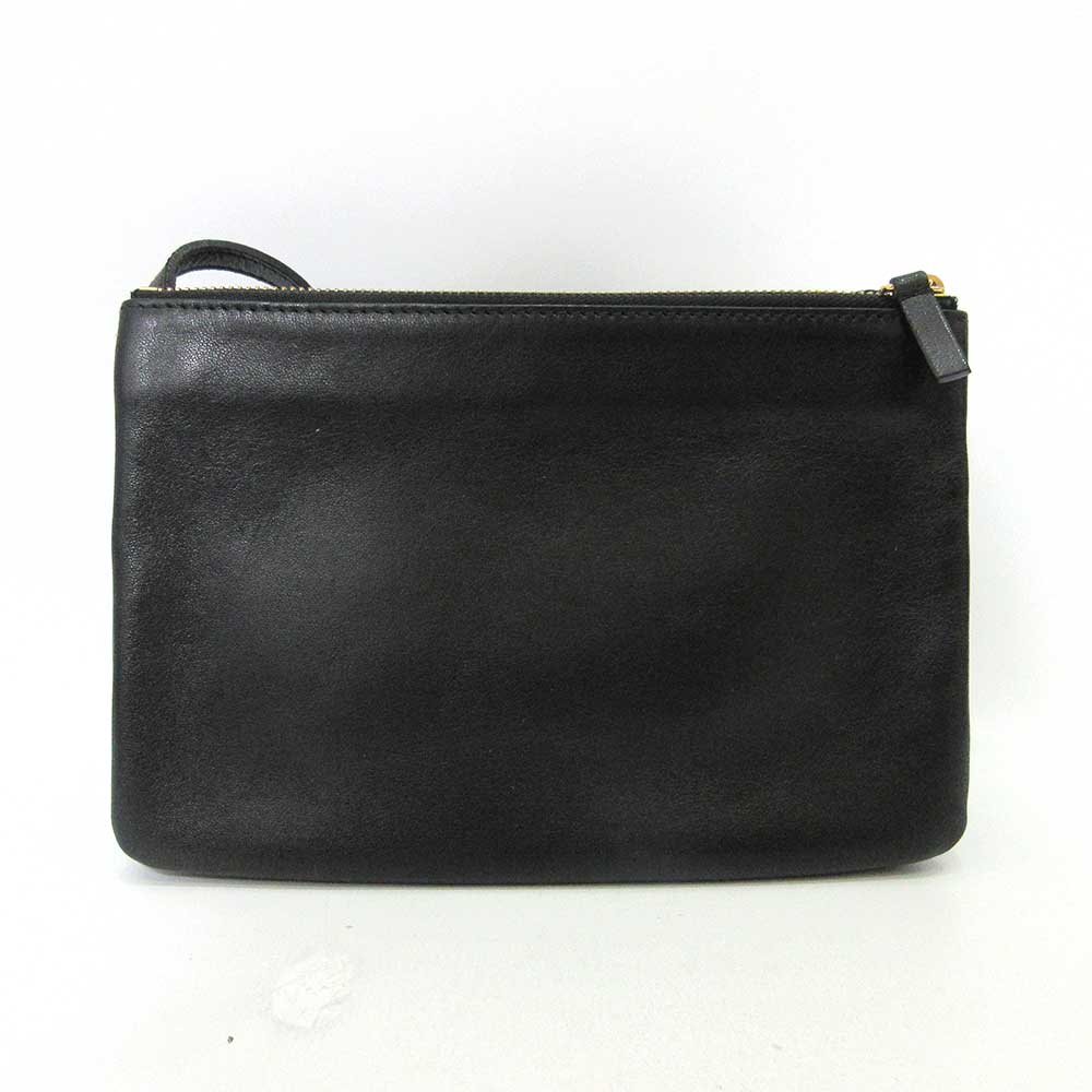 Celine Trio Small Shoulder Bag Black Lambskin Leather in Very Good Condition