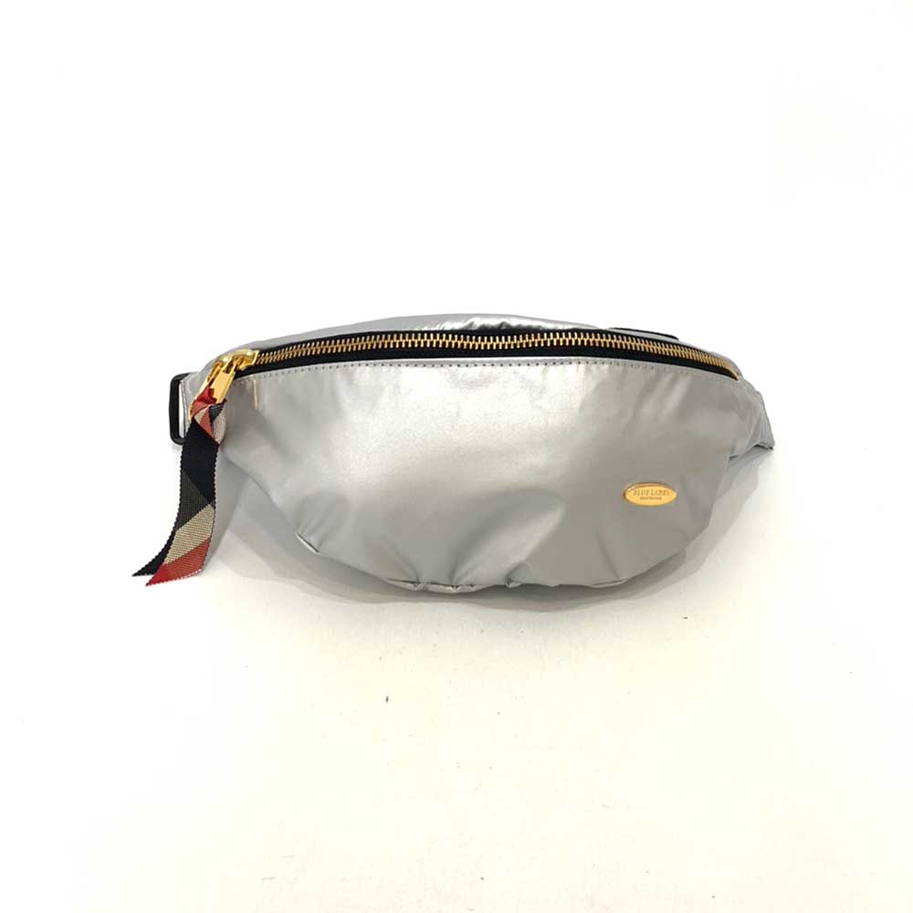 Bluelabel Crestbridge Nylon Waist Pouch Metallic Silver with Gold Hardware in Great Condition