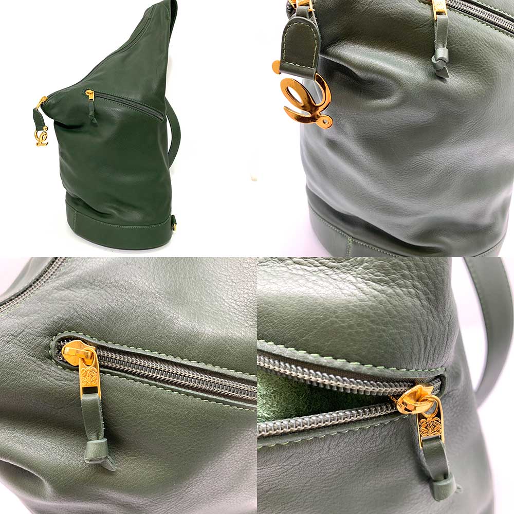 Loewe Anton Leather Shoulder Bag Khaki Green