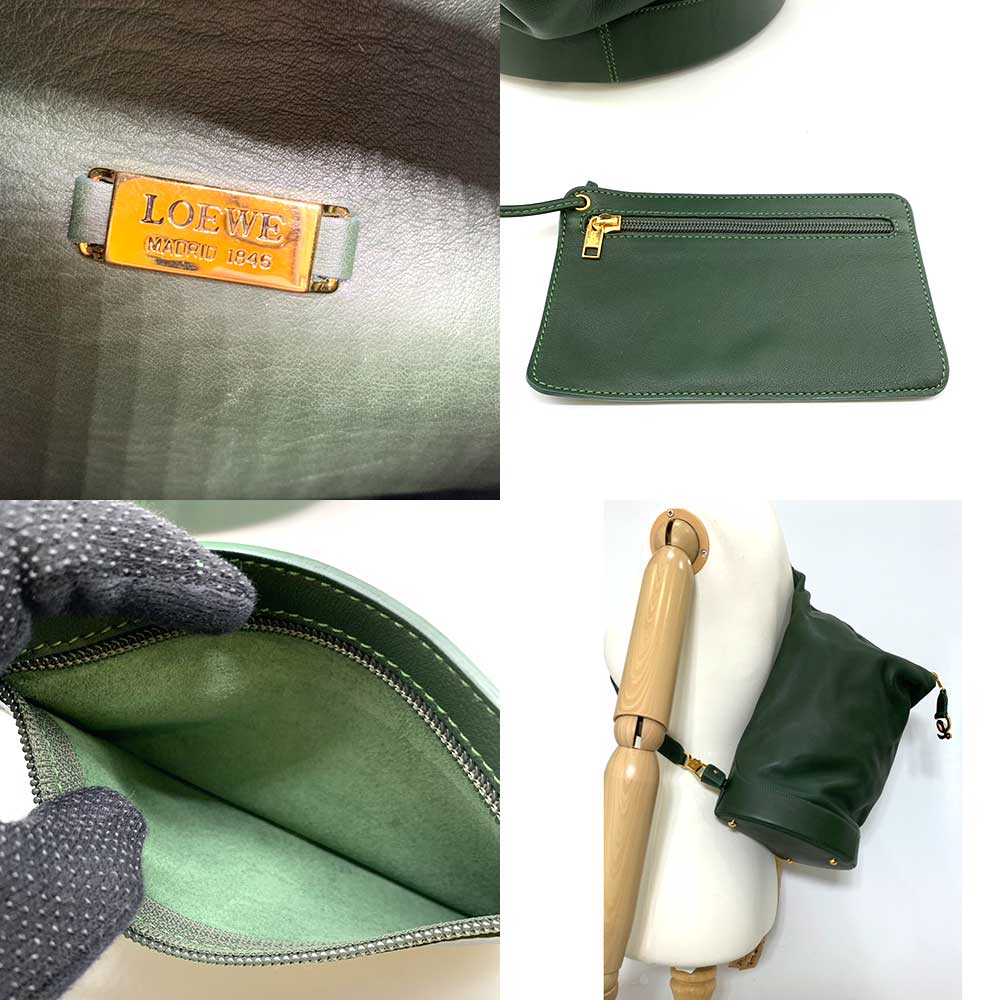 Loewe Anton Leather Shoulder Bag Khaki Green