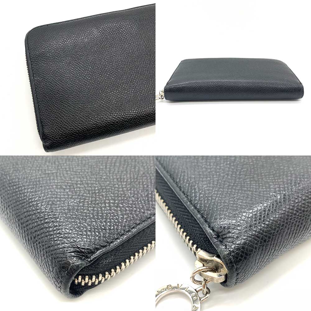 Bvlgari Grain Calf Leather Long Wallet Black