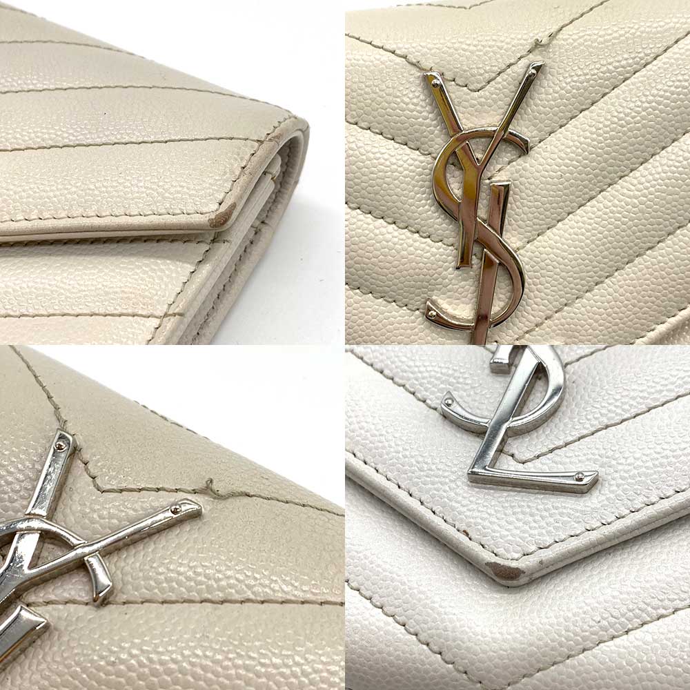 Yves Saint Laurent Cassandra Leather Long Wallet 372264 in Very Good Condition