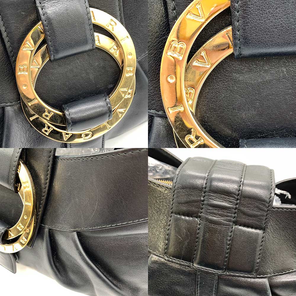 Bvlgari Leather Chandra Shoulder Bag Black