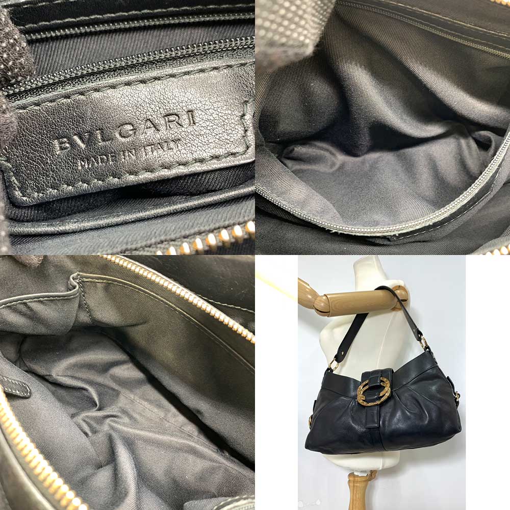 Bvlgari Leather Chandra Shoulder Bag Black