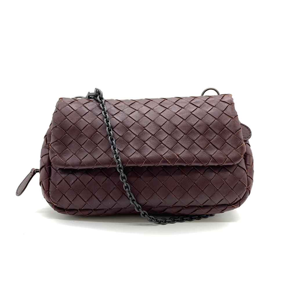 Bottega Veneta Lambskin Intrecciato Chain Mini Shoulder Bag Crossbody 310774 in Very Good Condition