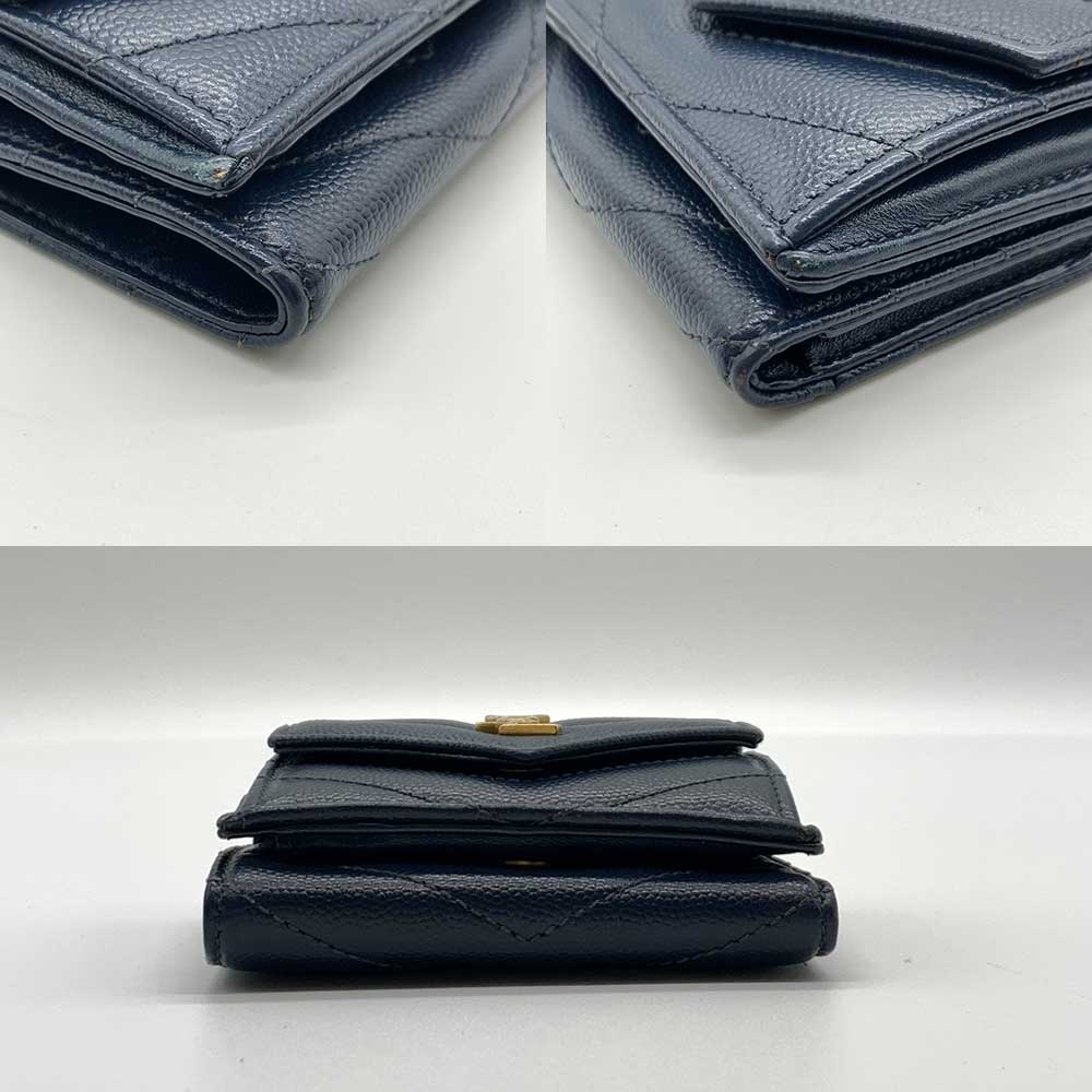 Yves Saint Laurent Leather Tiny Wallet Navy