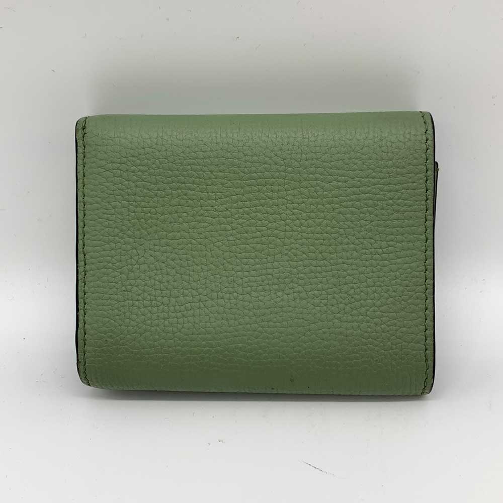 Loewe Leather Trifold Compact Wallet Green in Very Good Condition