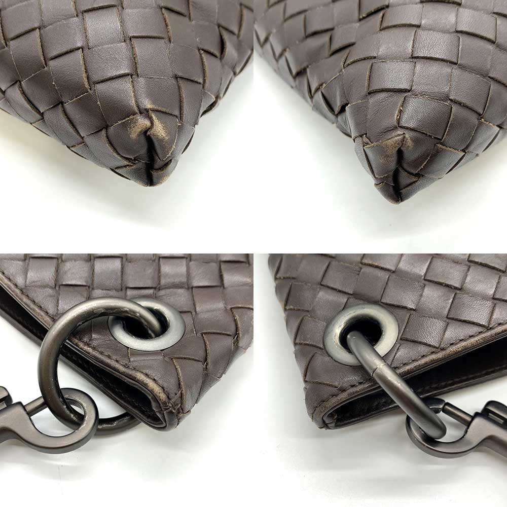 Bottega Veneta Leather Intrecciato Crossbody Bag Brown