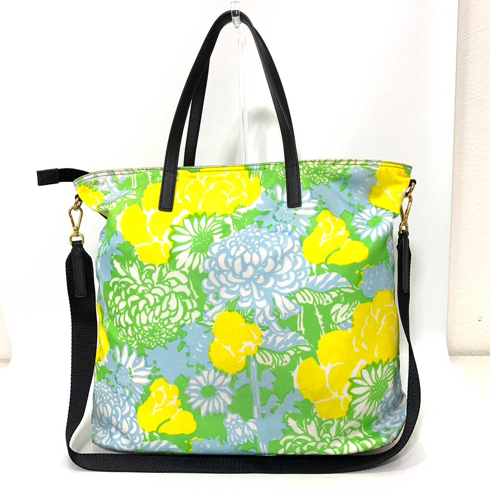 Prada Nylon Tote Bag Multicolor Floral Print 2-Way in Very Good Condition