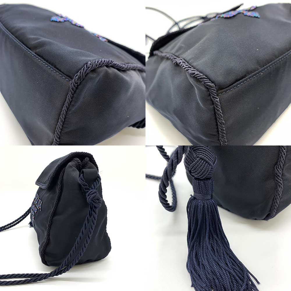 Prada Nylon Mini Shoulder Bag Dark Navy