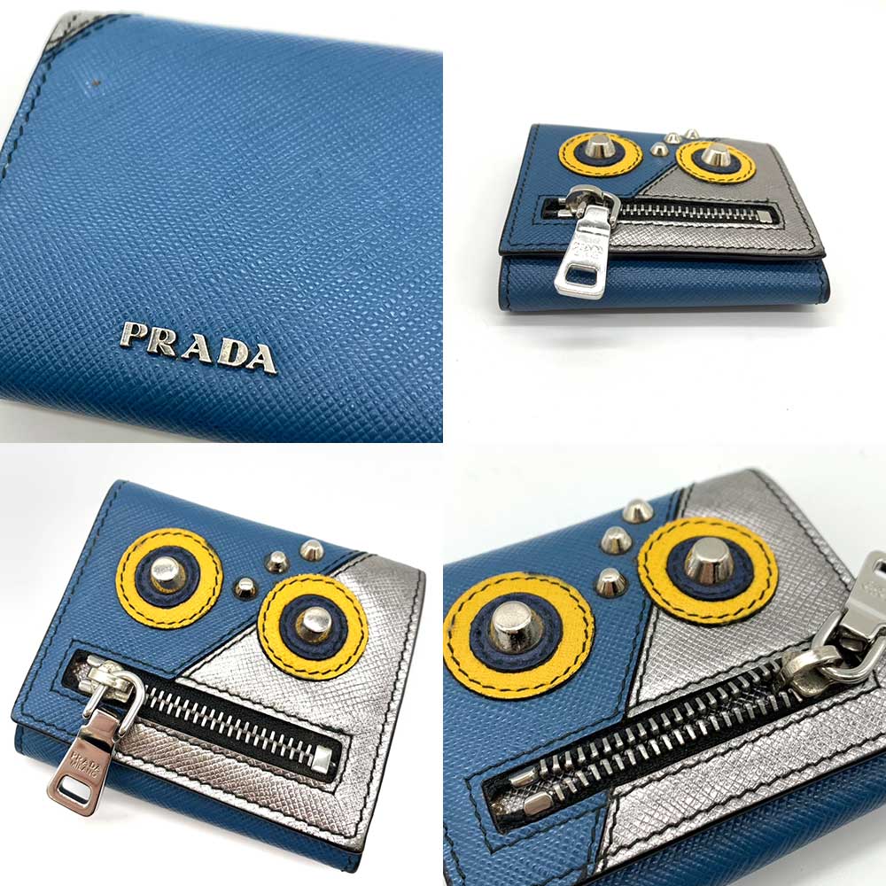 Prada Saffiano Robot Coin Case Wallet 2MM935 in Very Good Condition