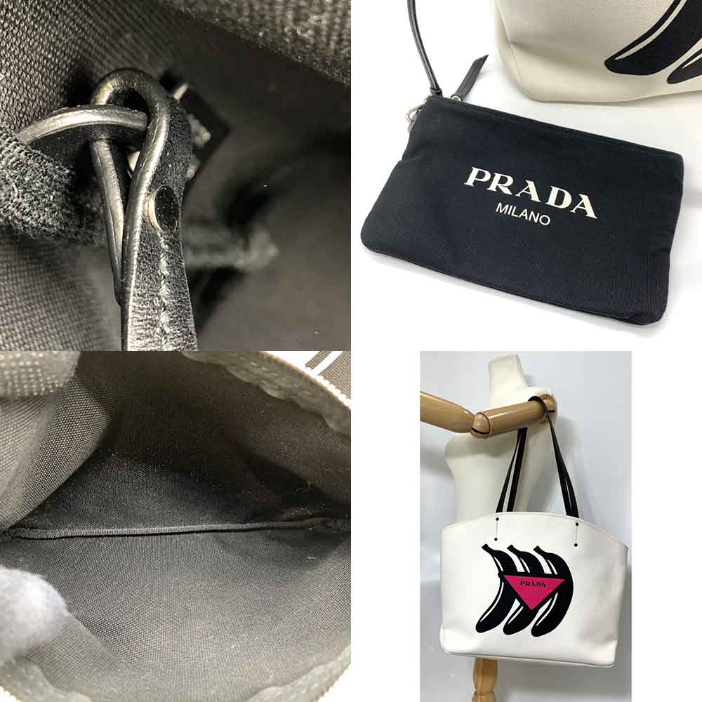 Prada Canvas Leather Tote Bag 1BG220