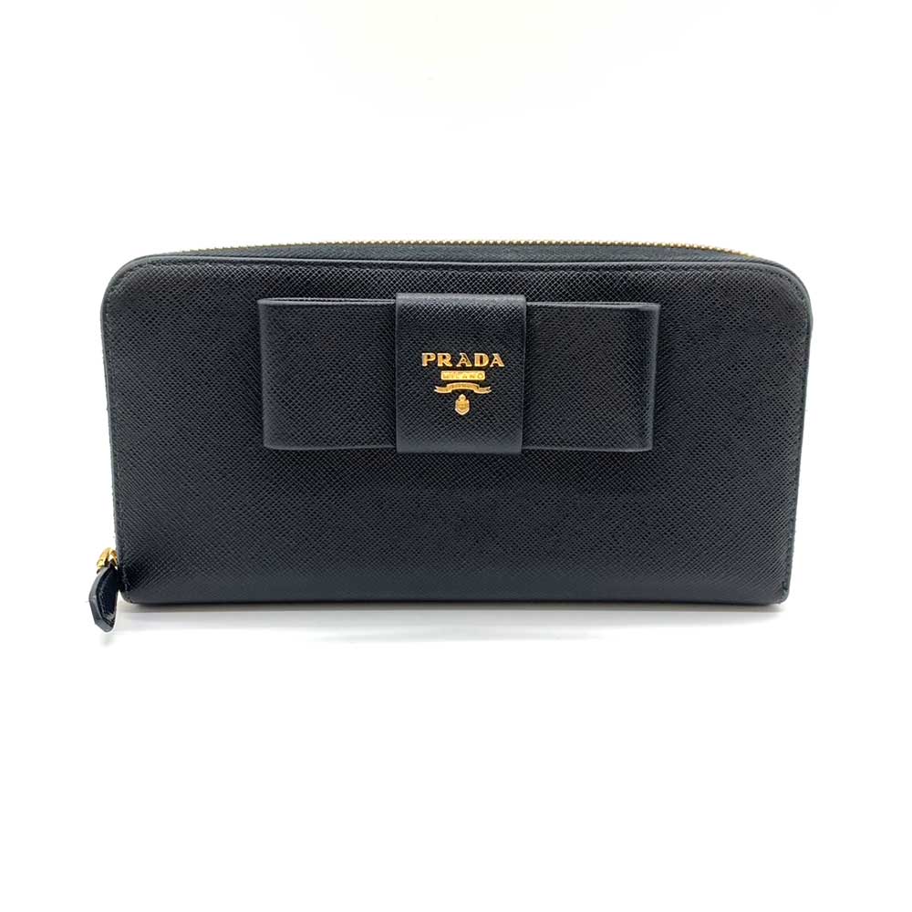 Prada Saffiano Leather Long Wallet 1ML506 in Very Good Condition