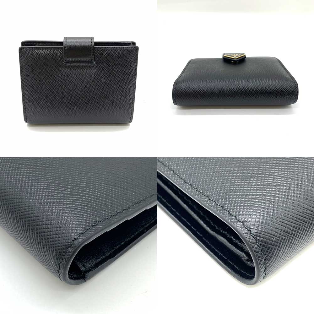 Prada Saffiano Triangle Logo Compact Wallet