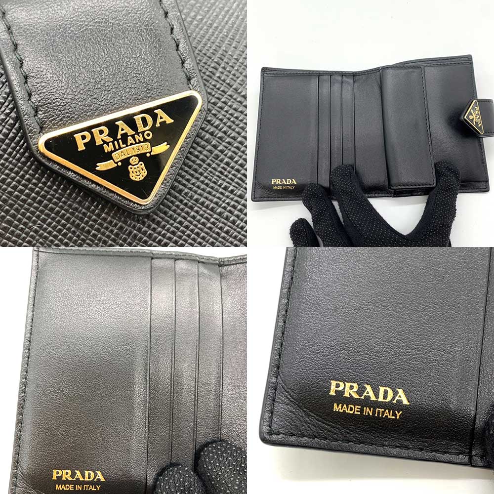 Prada Saffiano Triangle Logo Compact Wallet