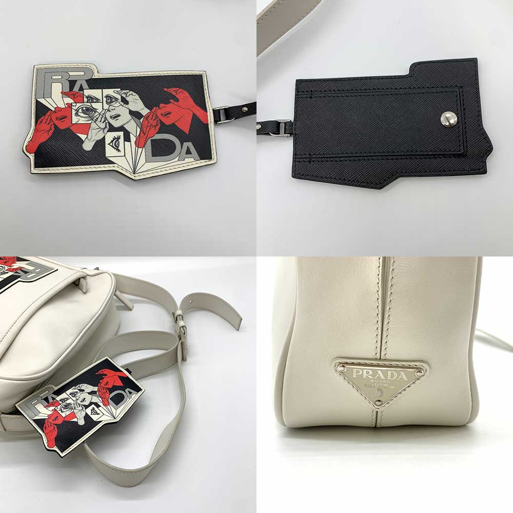 Prada Comic Print Leather Shoulder Bag