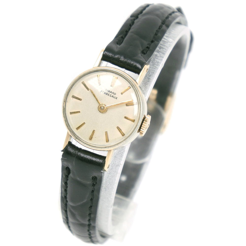 Girard-Perregaux Ladies Wrist Watch 5819845 in Stainless Steel and Leather, Gold Hand-Winding with Silver Dial (Preloved)
