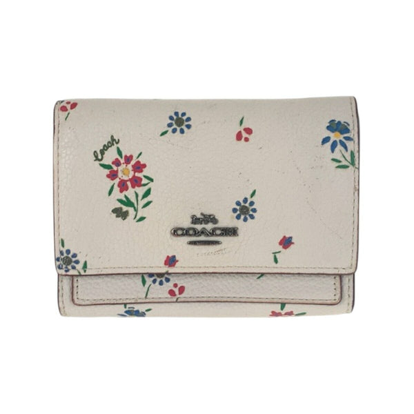 COACH Medium Flap Wallet Flower Leather Folding Wallet