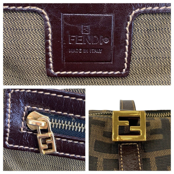 Fendi Zucca Canvas Leather Tote Bag