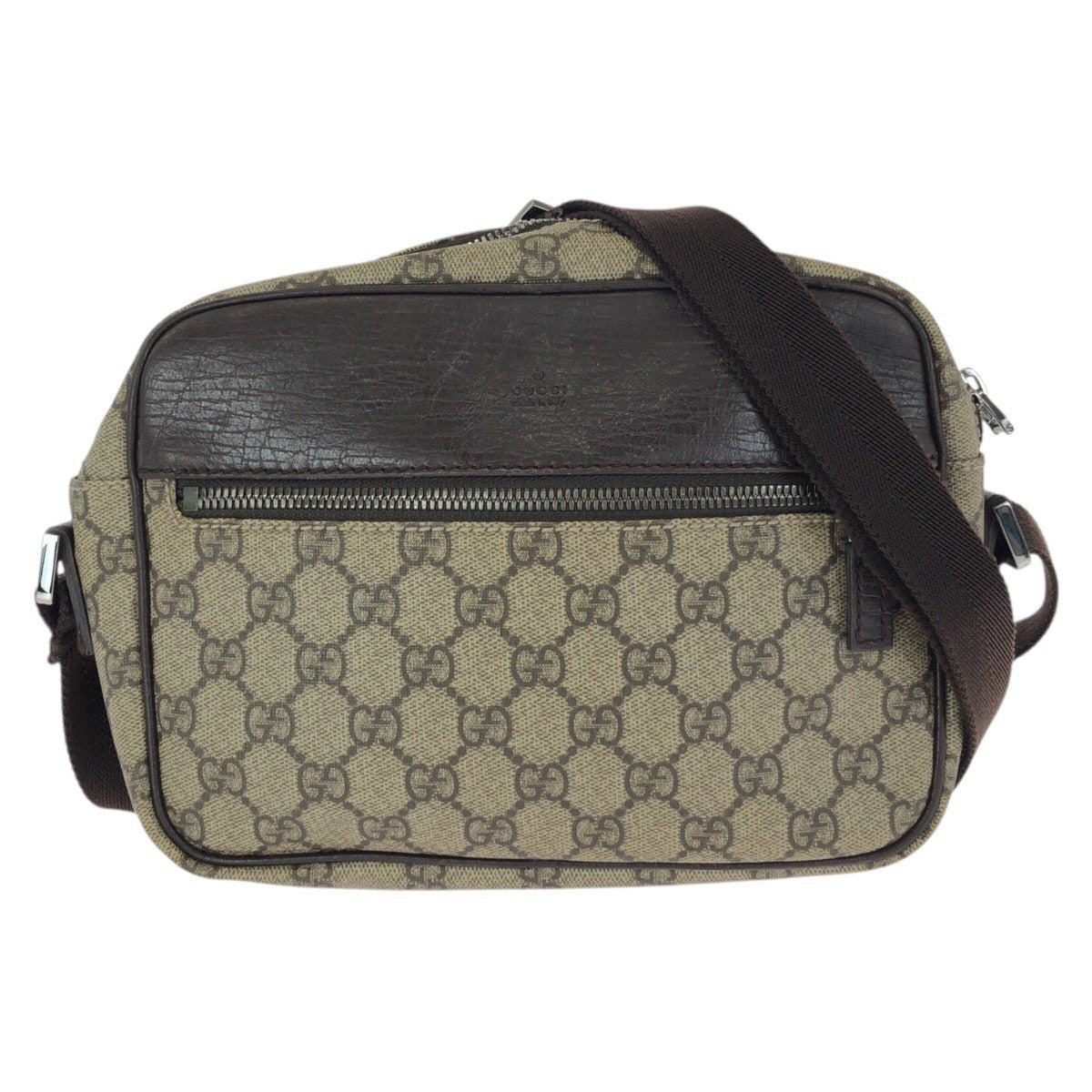 Gucci GG Supreme Canvas Leather Shoulder Bag