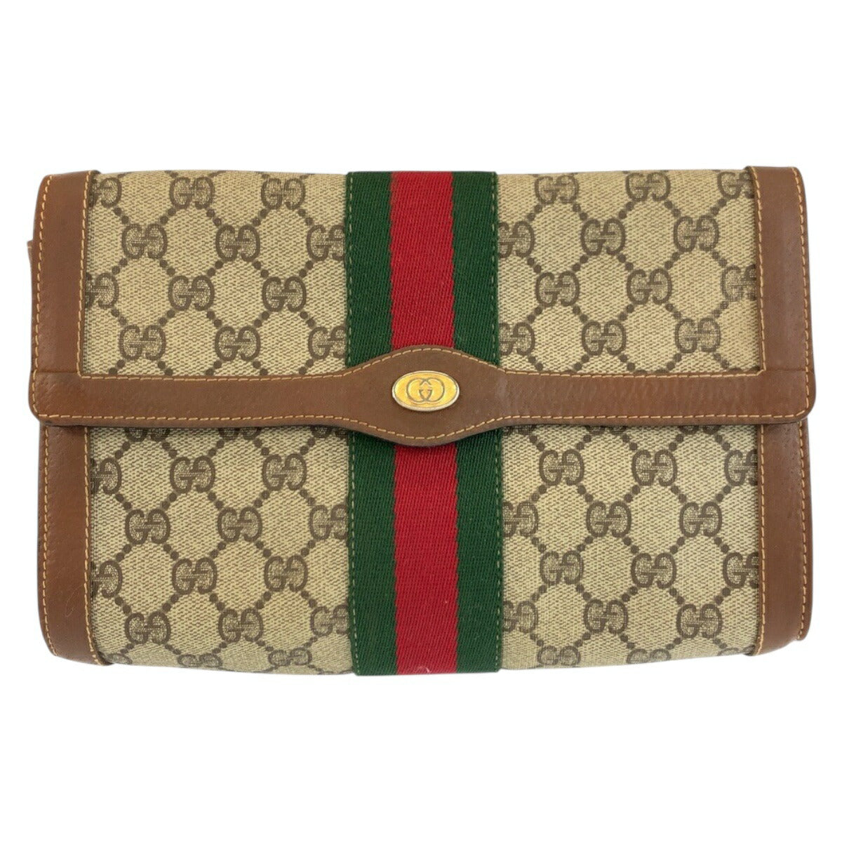 Gucci GG Supreme Canvas Leather Clutch Bag