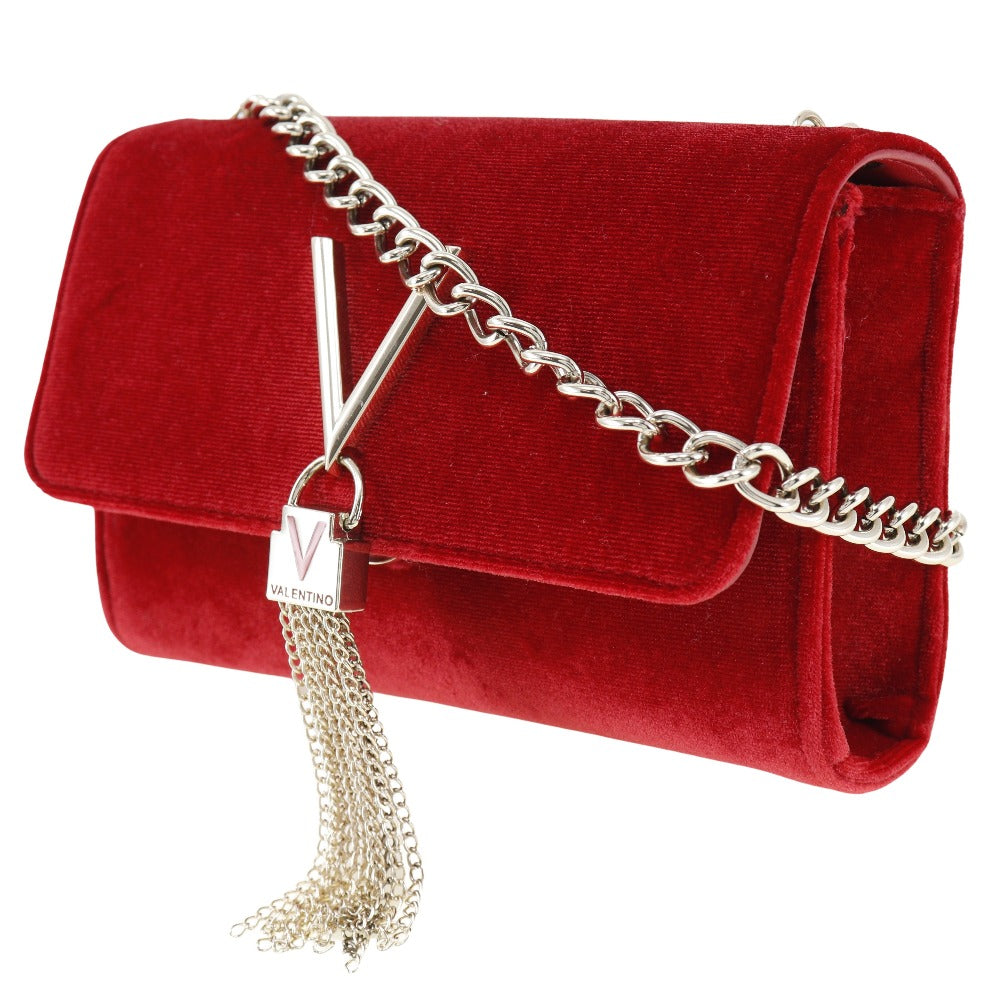 Valentino Velvet Divina Shoulder Bag Red