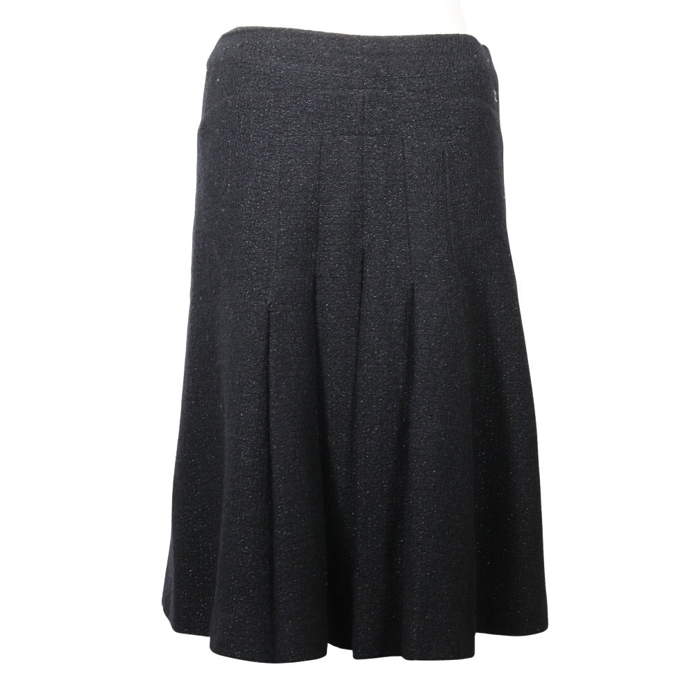 Chanel Wool Nylon Flare Skirt Gray