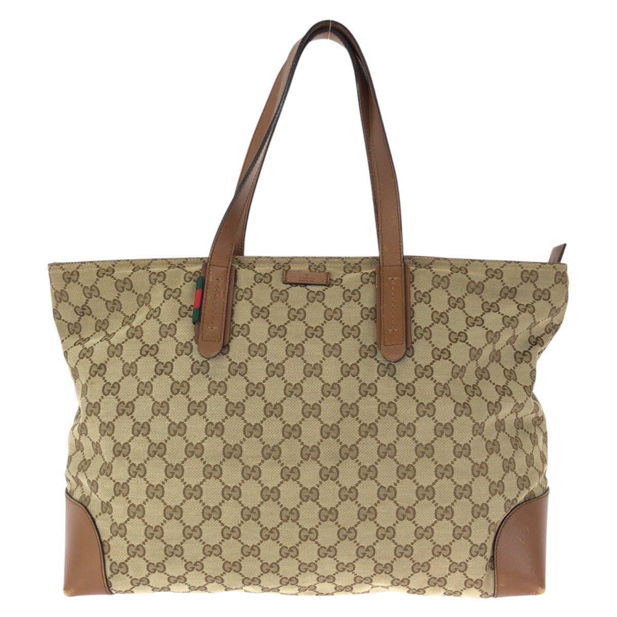 Gucci GG Canvas Leather Tote Bag