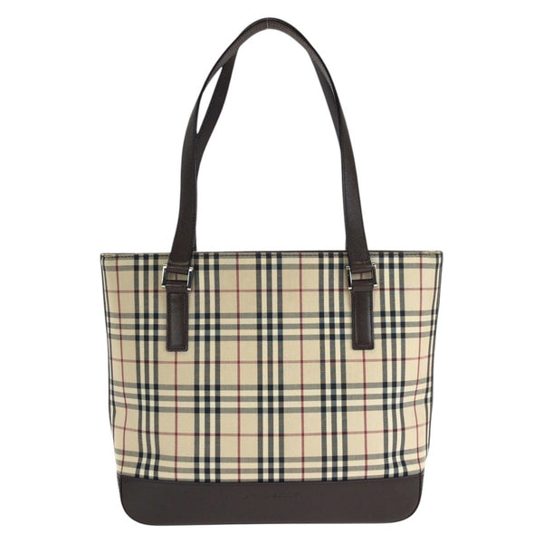 Burberry Cotton Canvas Leather Tote Bag
