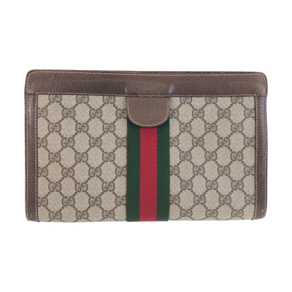 Gucci GG Supreme Canvas Leather Clutch Bag
