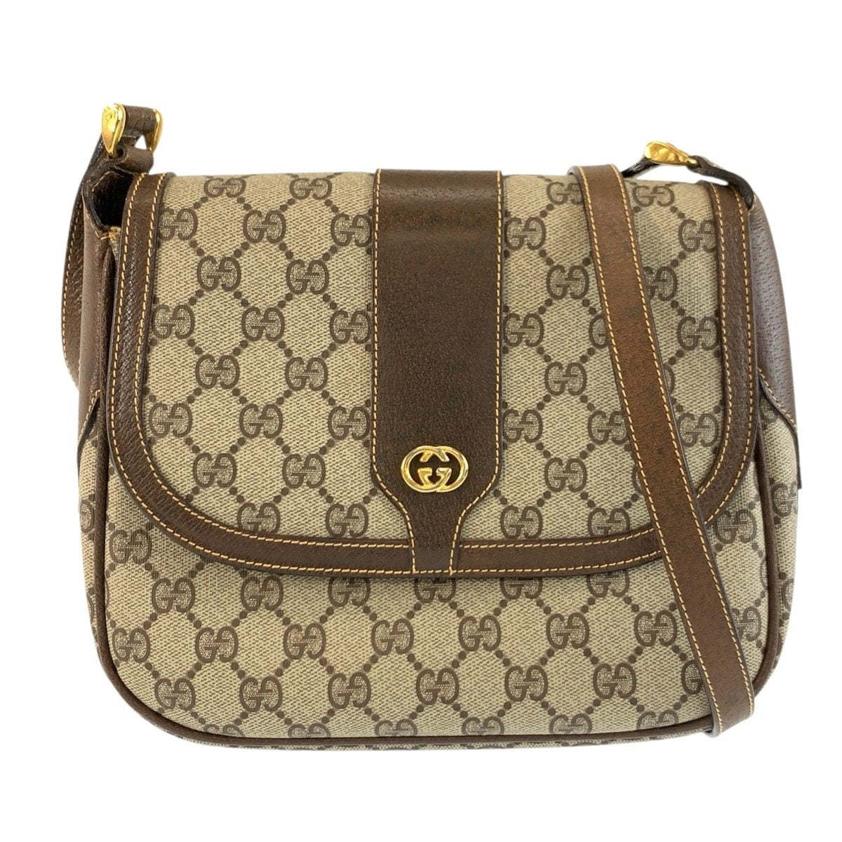 Gucci GG Supreme Canvas Leather Shoulder Bag