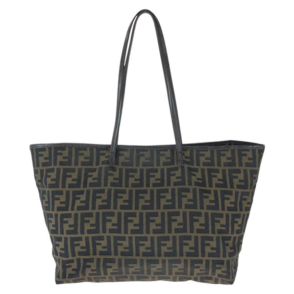 Fendi Zucca Canvas Leather Tote Bag